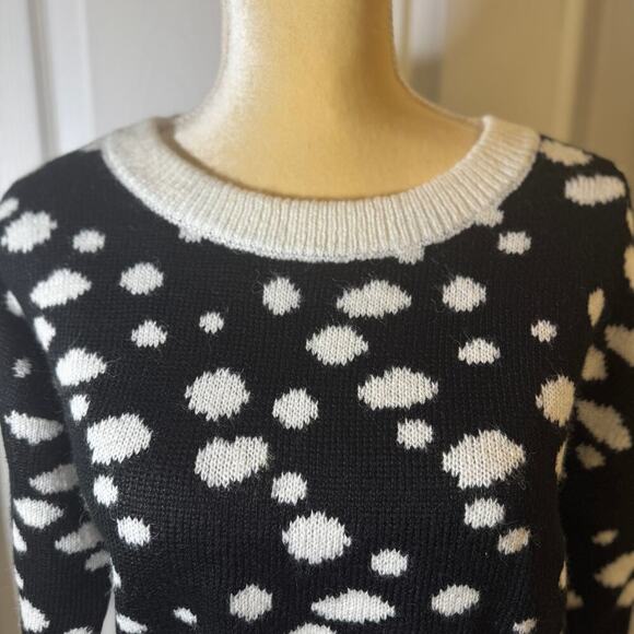 Lovers + Friends Revolve Myla Cropped Wool Blend Black & White Polka Dot Sweater - Picture 2 of 8